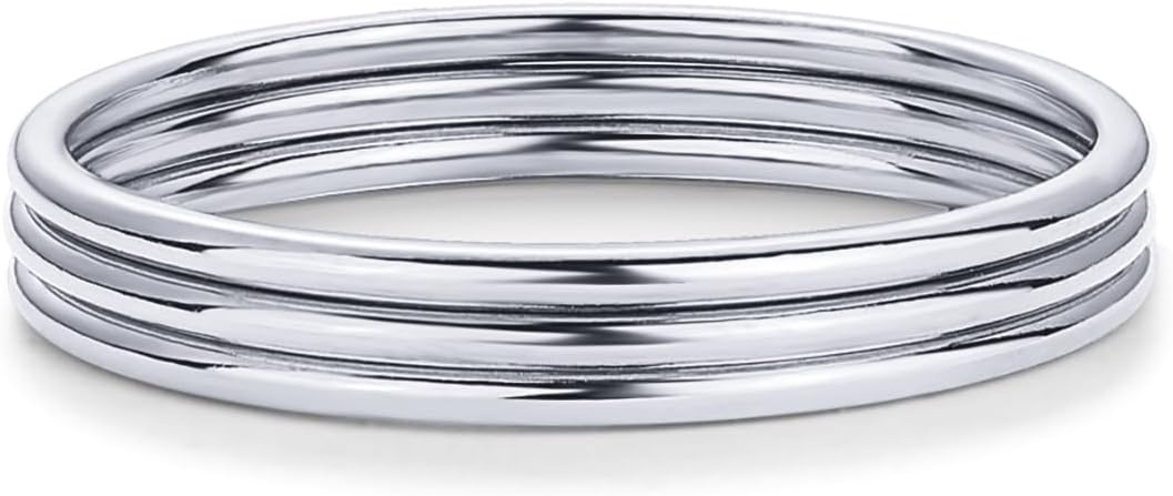 image:imagePAVOI 14K Gold Plated Stackable Ring Pack for Women Waterproof Stainless Steel Dainty Layering Thin Rings SetWhite Gold