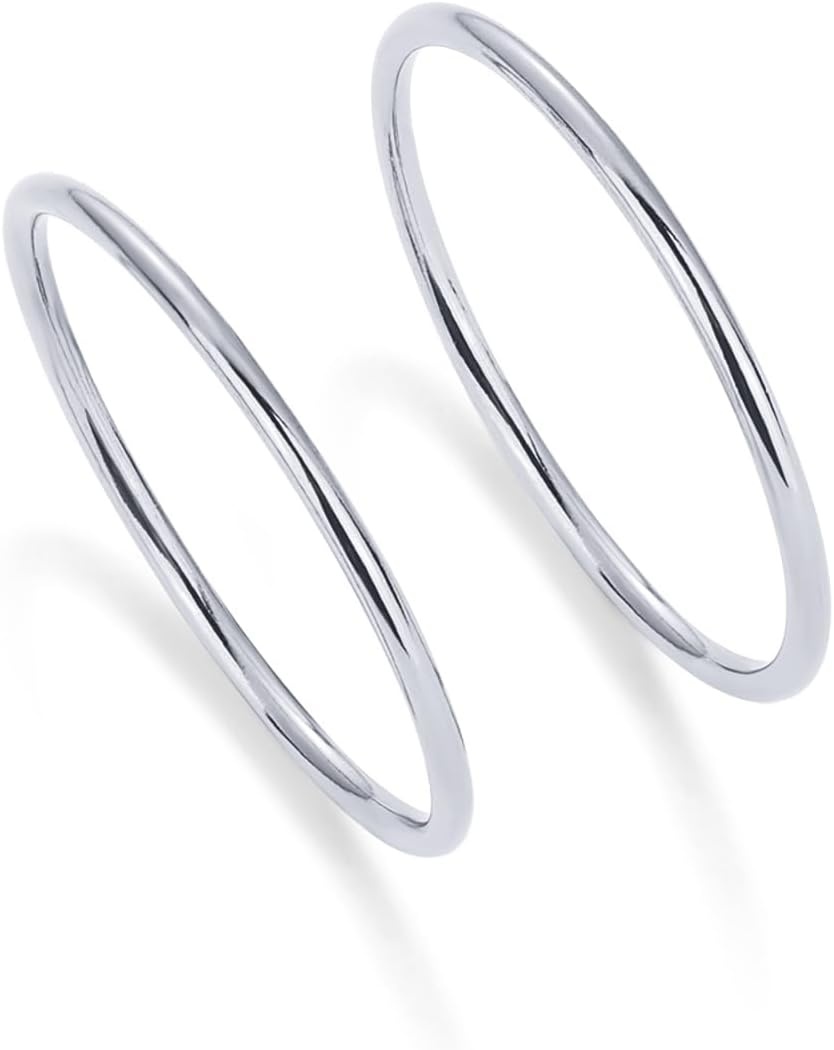 image:imagePAVOI 14K Gold Plated Stackable Ring Pack for Women Waterproof Stainless Steel Dainty Layering Thin Rings SetWhite Gold