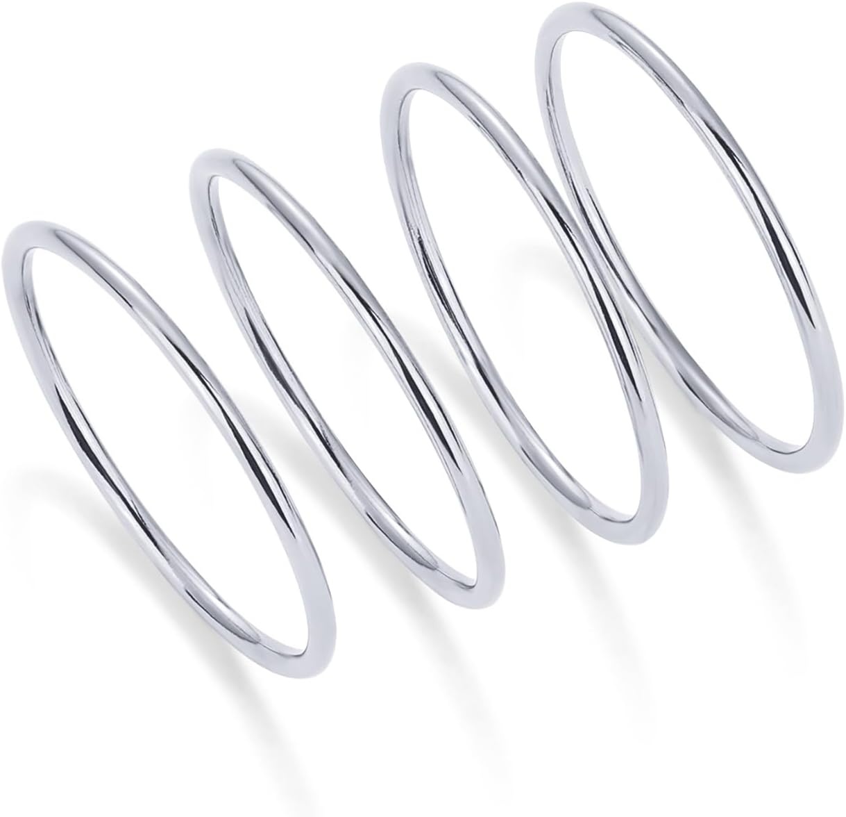 image:imagePAVOI 14K Gold Plated Stackable Ring Pack for Women Waterproof Stainless Steel Dainty Layering Thin Rings SetWhite Gold