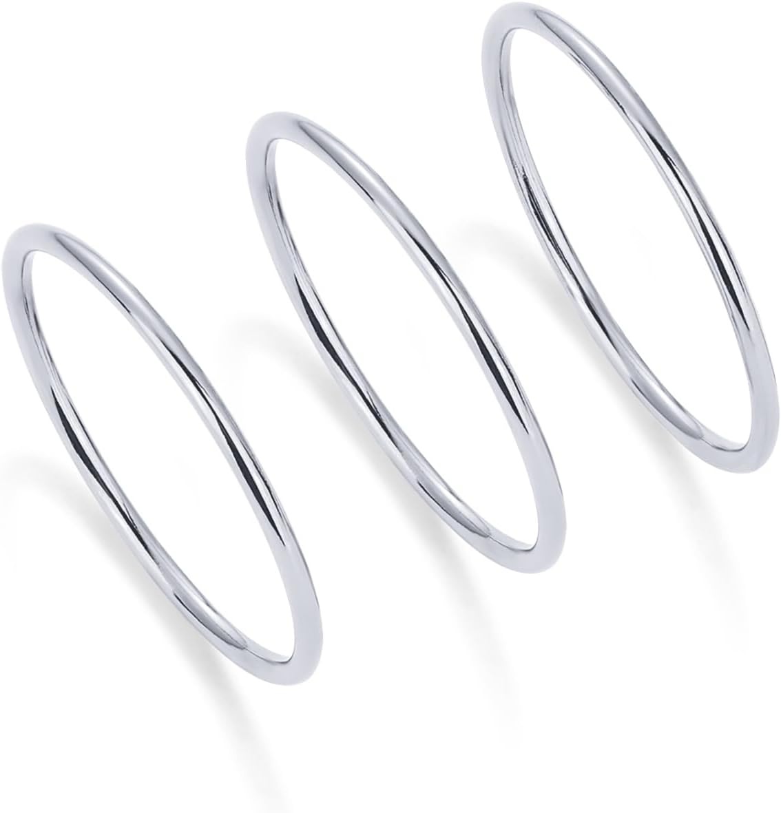 image:imagePAVOI 14K Gold Plated Stackable Ring Pack for Women Waterproof Stainless Steel Dainty Layering Thin Rings SetWhite Gold