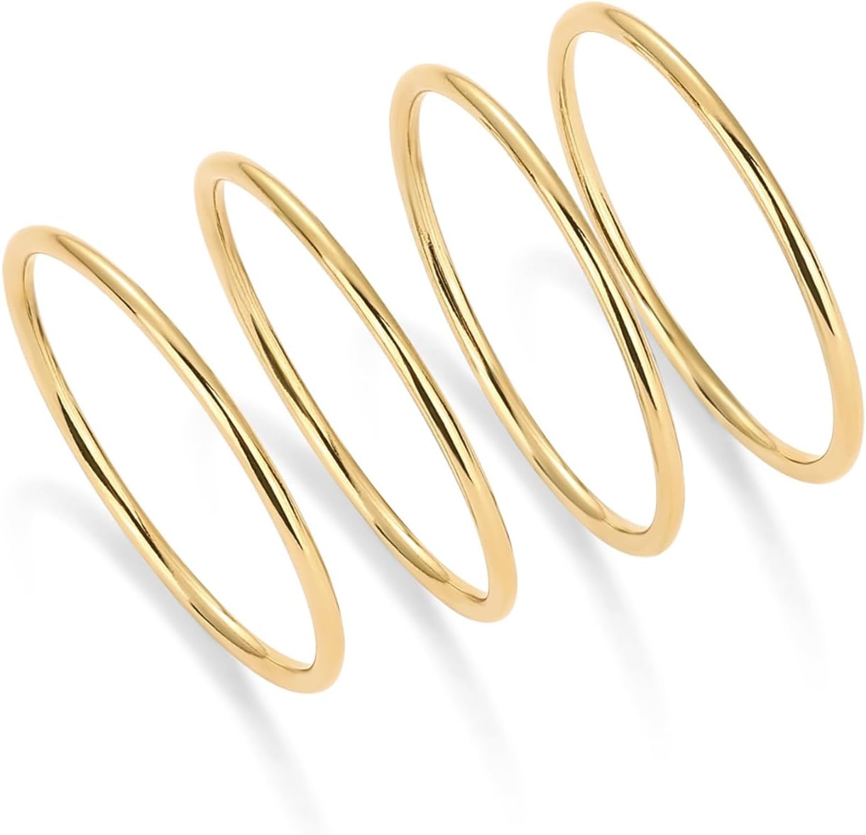 image:imagePAVOI 14K Gold Plated Stackable Ring Pack for Women Waterproof Stainless Steel Dainty Layering Thin Rings SetYellow Gold