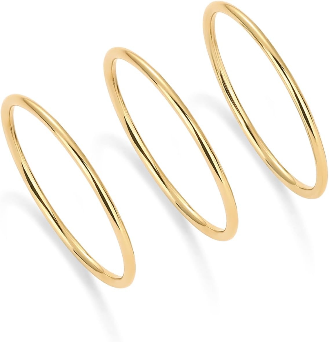 image:imagePAVOI 14K Gold Plated Stackable Ring Pack for Women Waterproof Stainless Steel Dainty Layering Thin Rings SetYellow Gold