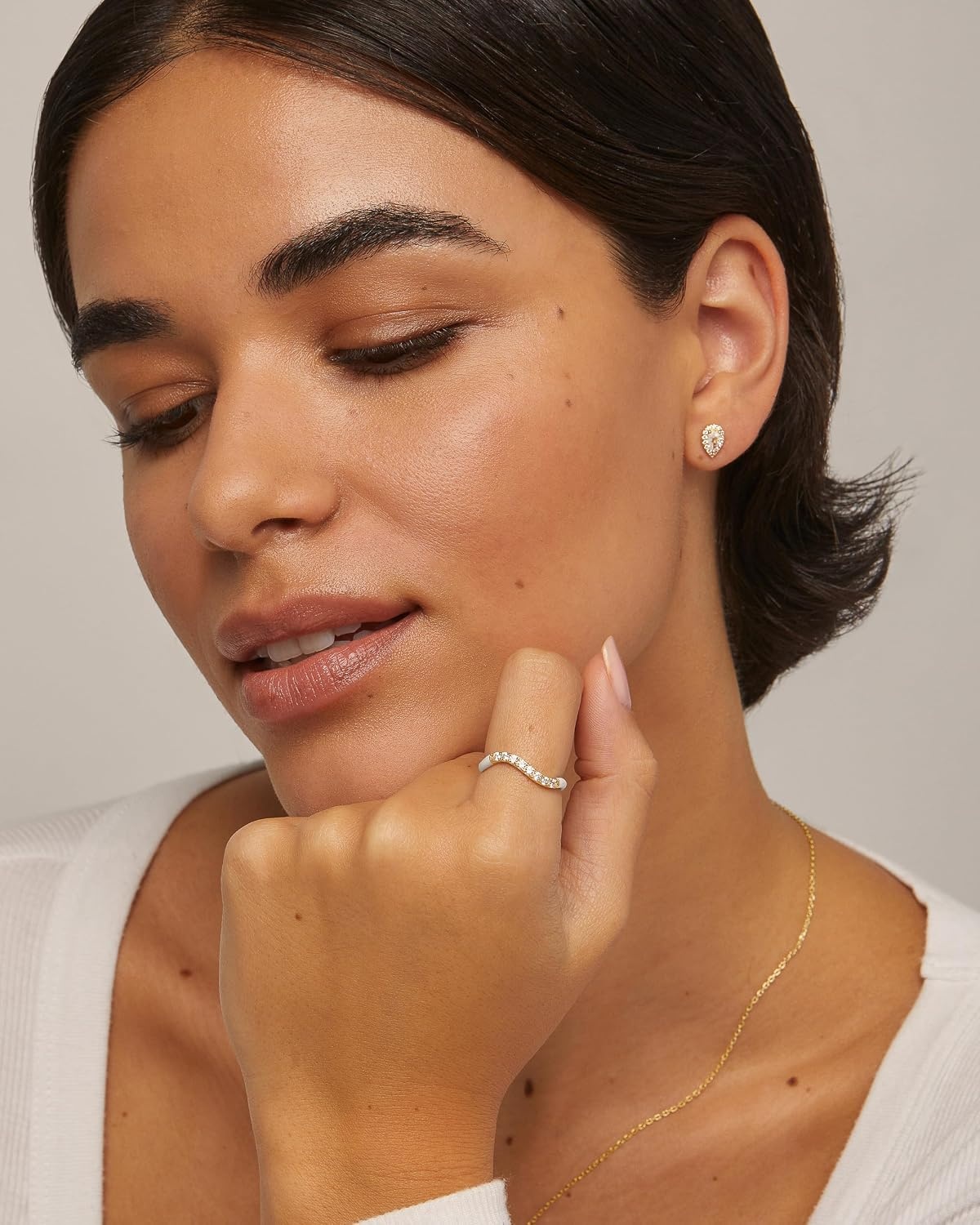 image:imagePAVOI 14K Gold Plated Stackable Rings for Women Open Twist Wavy Colored Enamel and Cubic Zirconia Rings Enamel Eternity BandsWhite Gold White Enamel