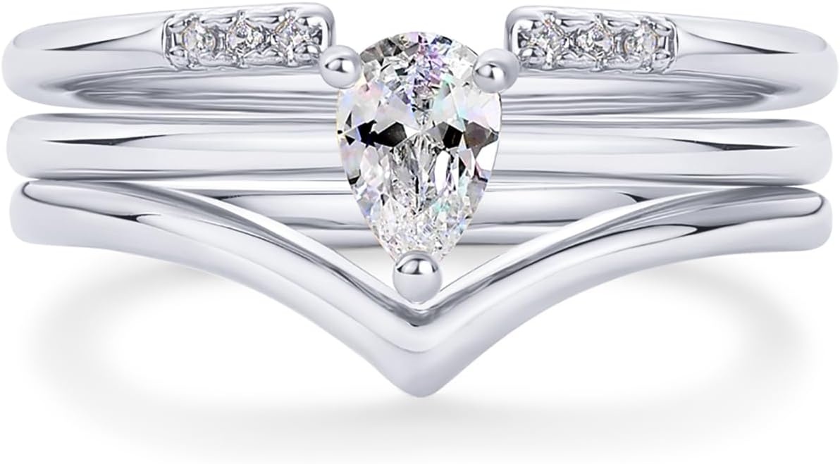 image:imagePAVOI 14K Gold Plated Stacking Rings for Women Classy Design with Sparkling Cubic Zirconia Crystals amp Opal Everyday JewelryWhite Gold