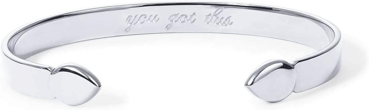 image:imagePAVOI 14K Gold Plated Stainless Steel Bangle Bracelets for Women Inspirational Engraved Adjustable Mantra Cuff Bangle Personalized Gift for Her Mom Sister Birthday Gifts for WomenWhite Gold