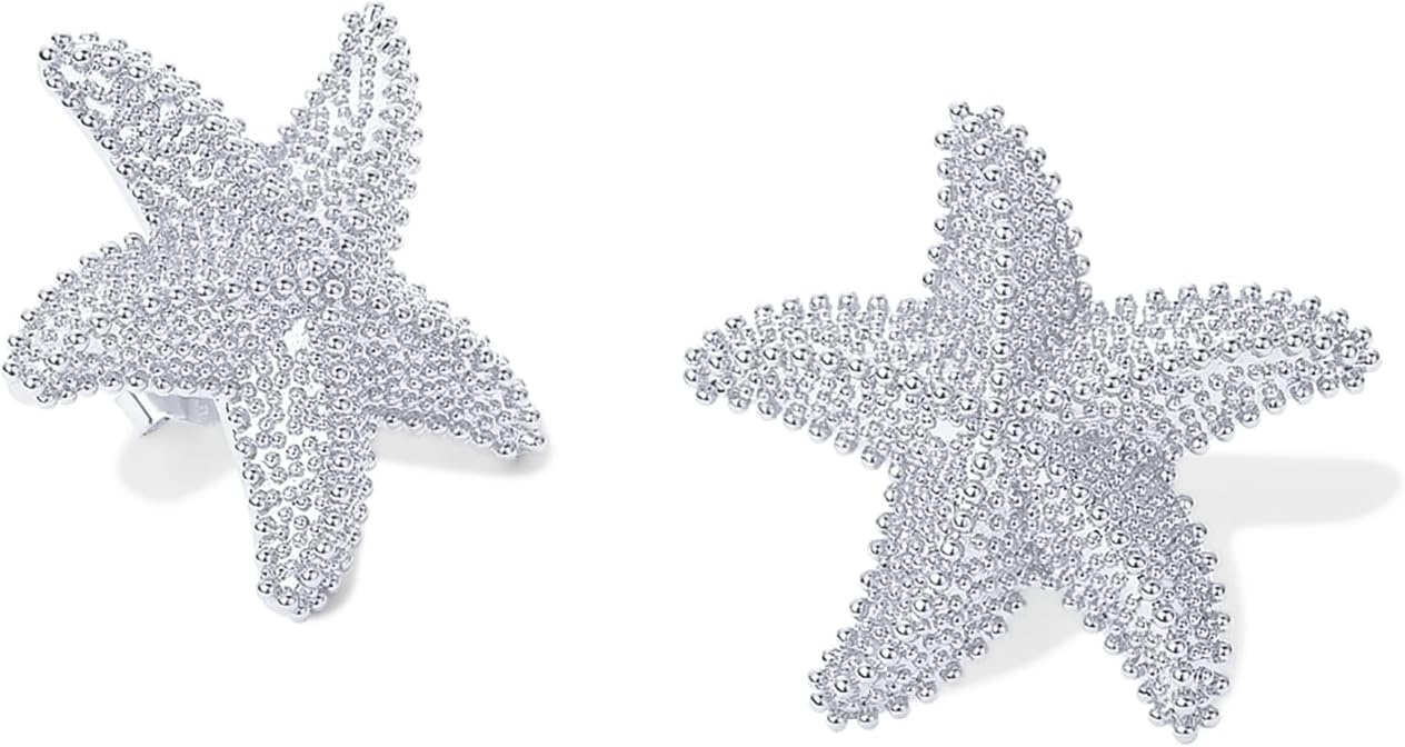 image:imagePAVOI 14K Gold Plated Starfish Statement Stud Earrings for Women Trendy Jewelry Alluring OceanThemed Dangling EarringsWhite Gold