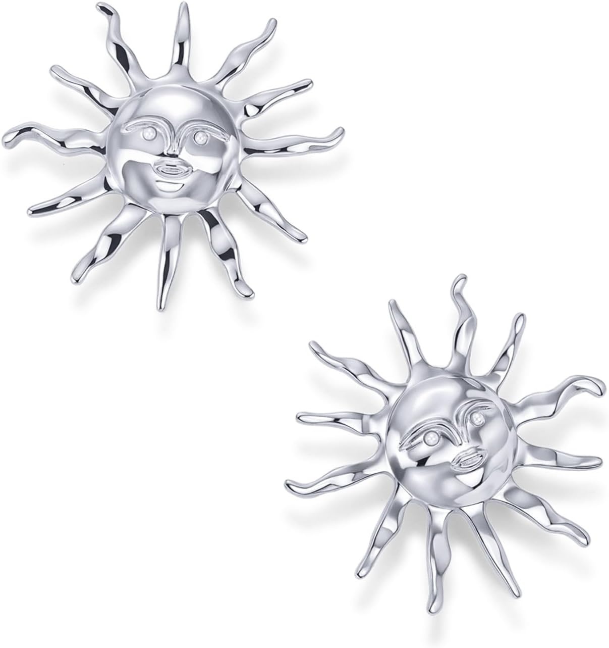 image:imagePAVOI 14K Gold Plated Statement Sun Earrings for Women Chunky Sun Stud Earrings Big Celestial Studs with Pearls Trendy Summer JewelryWhite Gold