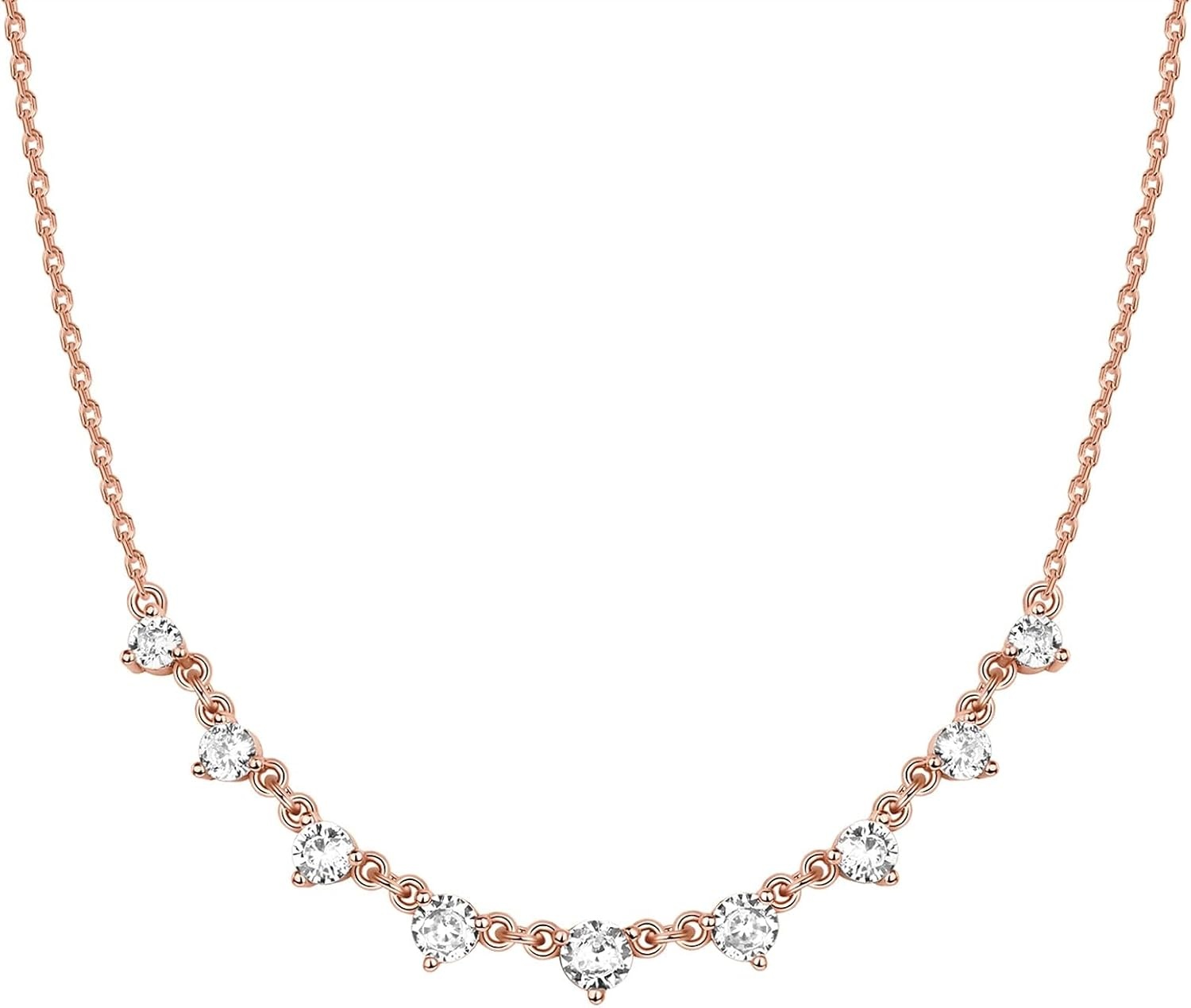 image:imagePAVOI 14K Gold Plated Station Necklace Simulated Diamond Layering Necklaces Womens CZ ChainRose Gold