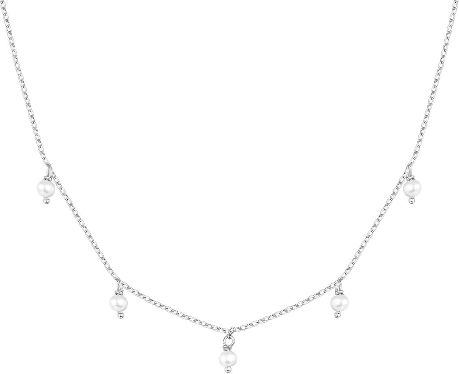 image:imagePAVOI 14K Gold Plated Station Necklace Simulated Diamond Layering Necklaces Womens CZ ChainWhite Gold