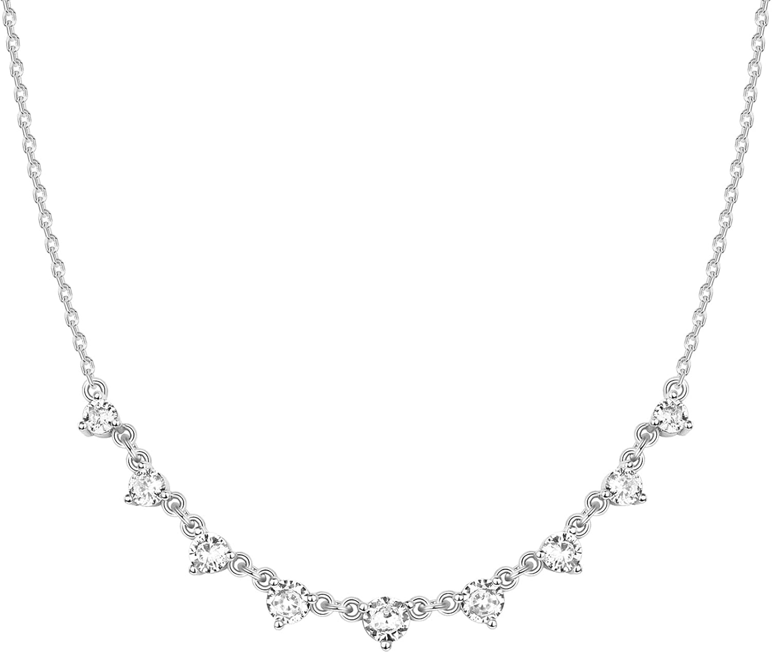image:imagePAVOI 14K Gold Plated Station Necklace Simulated Diamond Layering Necklaces Womens CZ ChainWhite Gold