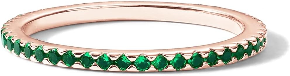 image:imagePAVOI 14K Gold Plated Sterling Silver Colored CZ Stones Stackable Ring Simulated Diamond Eternity Bands for WomenRose Gold