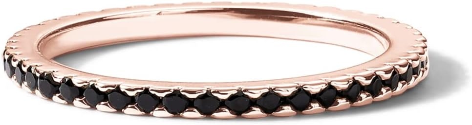 image:imagePAVOI 14K Gold Plated Sterling Silver Colored CZ Stones Stackable Ring Simulated Diamond Eternity Bands for WomenRose Gold