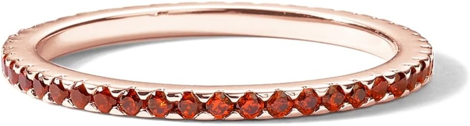 image:imagePAVOI 14K Gold Plated Sterling Silver Colored CZ Stones Stackable Ring Simulated Diamond Eternity Bands for WomenRose Gold