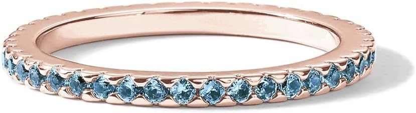 image:imagePAVOI 14K Gold Plated Sterling Silver Colored CZ Stones Stackable Ring Simulated Diamond Eternity Bands for WomenRose Gold