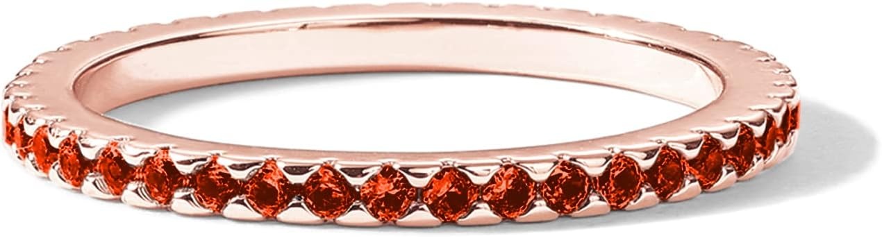 image:imagePAVOI 14K Gold Plated Sterling Silver Colored CZ Stones Stackable Ring Simulated Diamond Eternity Bands for WomenRose Gold