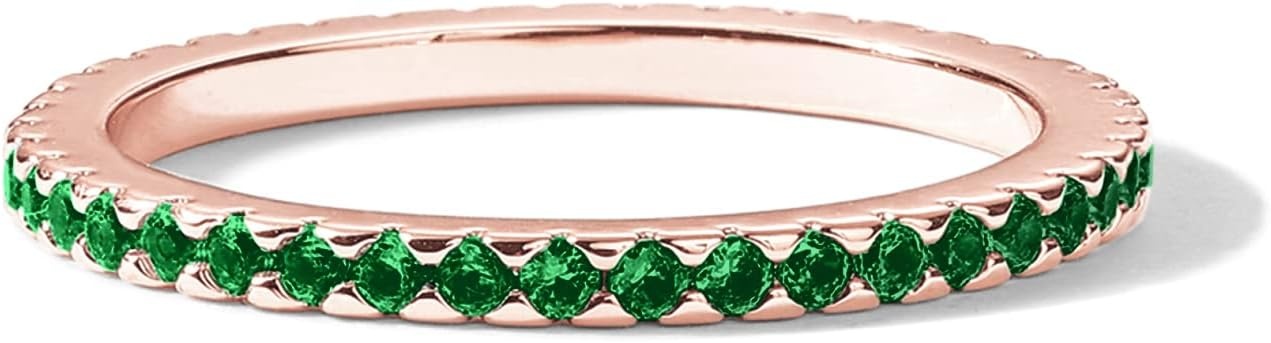 image:imagePAVOI 14K Gold Plated Sterling Silver Colored CZ Stones Stackable Ring Simulated Diamond Eternity Bands for WomenRose Gold