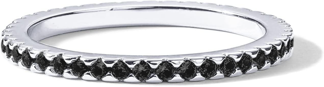 image:imagePAVOI 14K Gold Plated Sterling Silver Colored CZ Stones Stackable Ring Simulated Diamond Eternity Bands for WomenWhite Gold