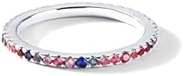 image:imagePAVOI 14K Gold Plated Sterling Silver Colored CZ Stones Stackable Ring Simulated Diamond Eternity Bands for WomenWhite Gold