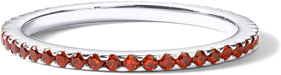 image:imagePAVOI 14K Gold Plated Sterling Silver Colored CZ Stones Stackable Ring Simulated Diamond Eternity Bands for WomenWhite Gold