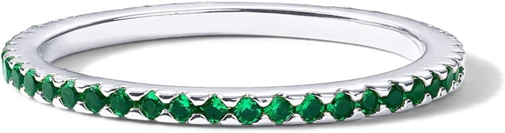 image:imagePAVOI 14K Gold Plated Sterling Silver Colored CZ Stones Stackable Ring Simulated Diamond Eternity Bands for WomenWhite Gold