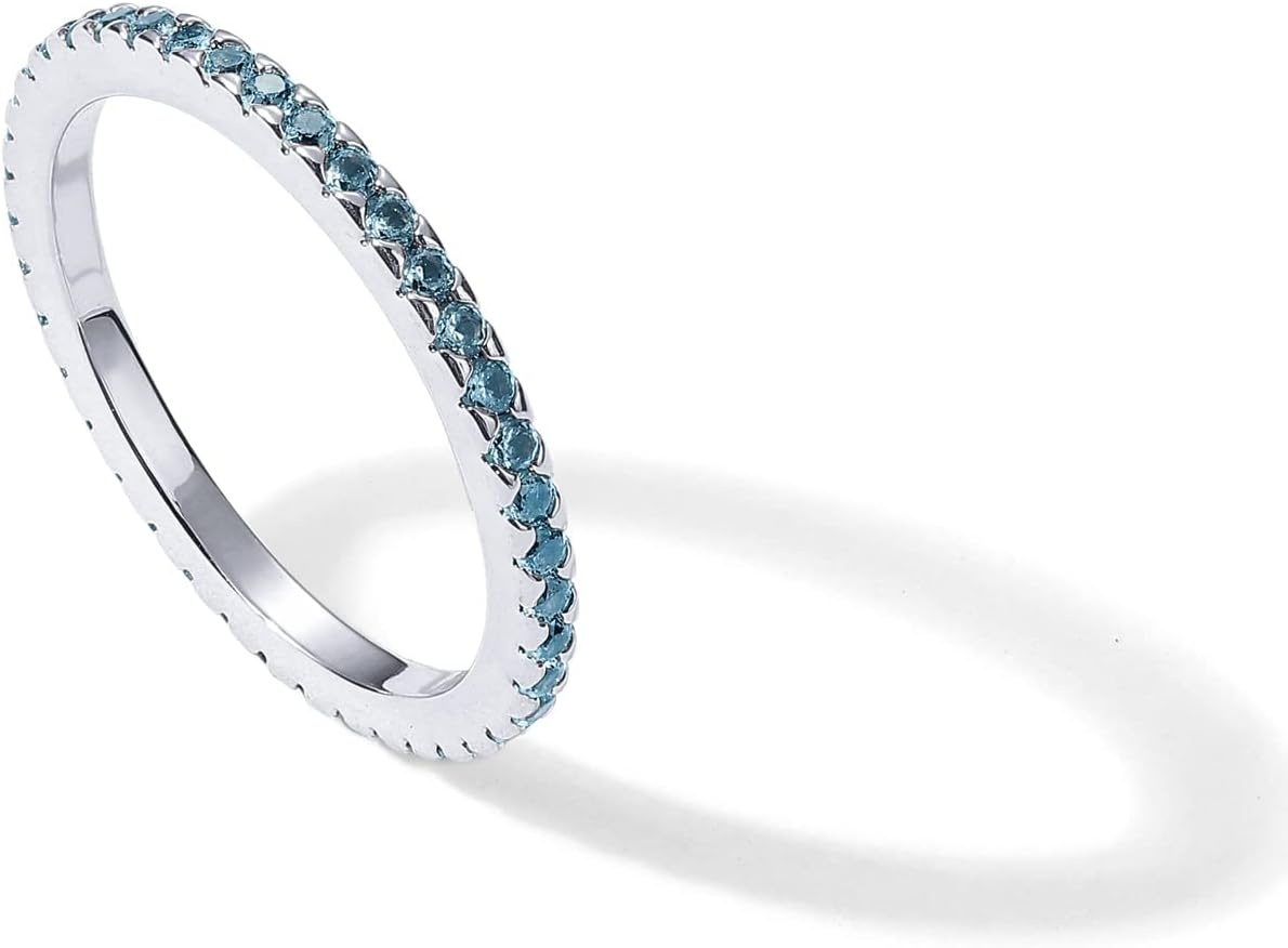 image:imagePAVOI 14K Gold Plated Sterling Silver Colored CZ Stones Stackable Ring Simulated Diamond Eternity Bands for WomenWhite Gold