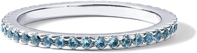 image:imagePAVOI 14K Gold Plated Sterling Silver Colored CZ Stones Stackable Ring Simulated Diamond Eternity Bands for WomenWhite Gold