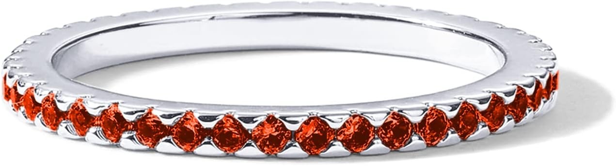 image:imagePAVOI 14K Gold Plated Sterling Silver Colored CZ Stones Stackable Ring Simulated Diamond Eternity Bands for WomenWhite Gold