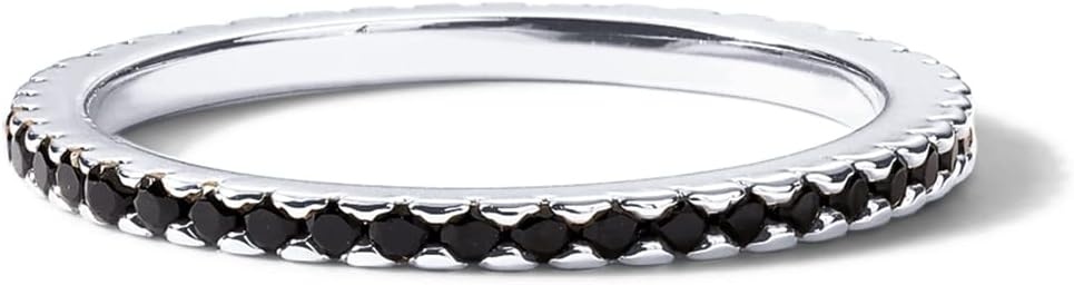 image:imagePAVOI 14K Gold Plated Sterling Silver Colored CZ Stones Stackable Ring Simulated Diamond Eternity Bands for WomenWhite Gold