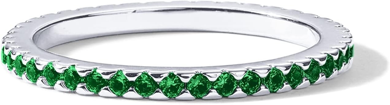 image:imagePAVOI 14K Gold Plated Sterling Silver Colored CZ Stones Stackable Ring Simulated Diamond Eternity Bands for WomenWhite Gold