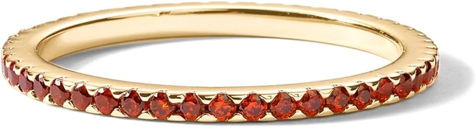 image:imagePAVOI 14K Gold Plated Sterling Silver Colored CZ Stones Stackable Ring Simulated Diamond Eternity Bands for WomenYellow Gold