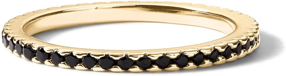 image:imagePAVOI 14K Gold Plated Sterling Silver Colored CZ Stones Stackable Ring Simulated Diamond Eternity Bands for WomenYellow Gold