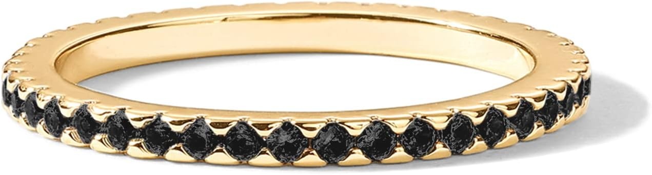 image:imagePAVOI 14K Gold Plated Sterling Silver Colored CZ Stones Stackable Ring Simulated Diamond Eternity Bands for WomenYellow Gold