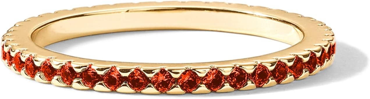 image:imagePAVOI 14K Gold Plated Sterling Silver Colored CZ Stones Stackable Ring Simulated Diamond Eternity Bands for WomenYellow Gold