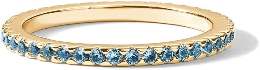 image:imagePAVOI 14K Gold Plated Sterling Silver Colored CZ Stones Stackable Ring Simulated Diamond Eternity Bands for WomenYellow Gold