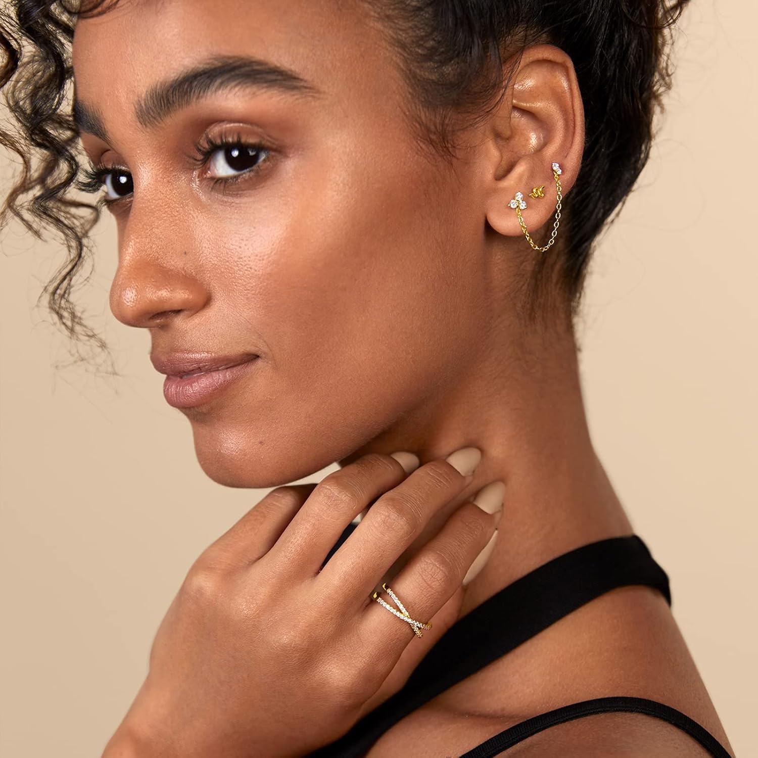 image:imagePAVOI 14K Gold Plated Sterling Silver Posts Dainty Mini MultiShape Flat Back Stud Earring Pack for Women Helix Cartilage Piercing JewelryDeux