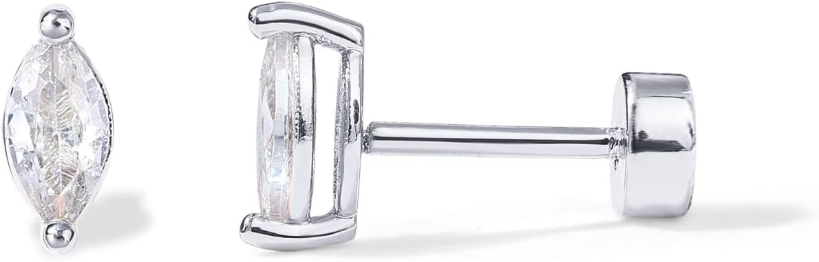 image:imagePAVOI 14K Gold Plated Sterling Silver Posts Dainty Mini MultiShape Flat Back Stud Earring Pack for Women Helix Cartilage Piercing JewelryMarquise