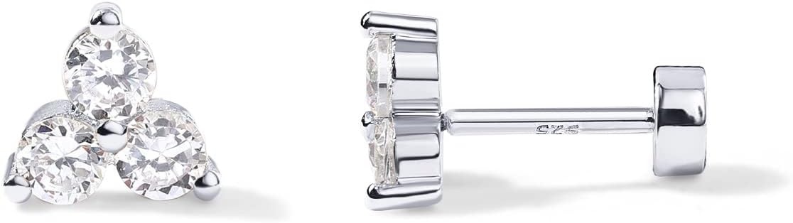 image:imagePAVOI 14K Gold Plated Sterling Silver Posts Dainty Mini MultiShape Flat Back Stud Earring Pack for Women Helix Cartilage Piercing JewelryTrinity