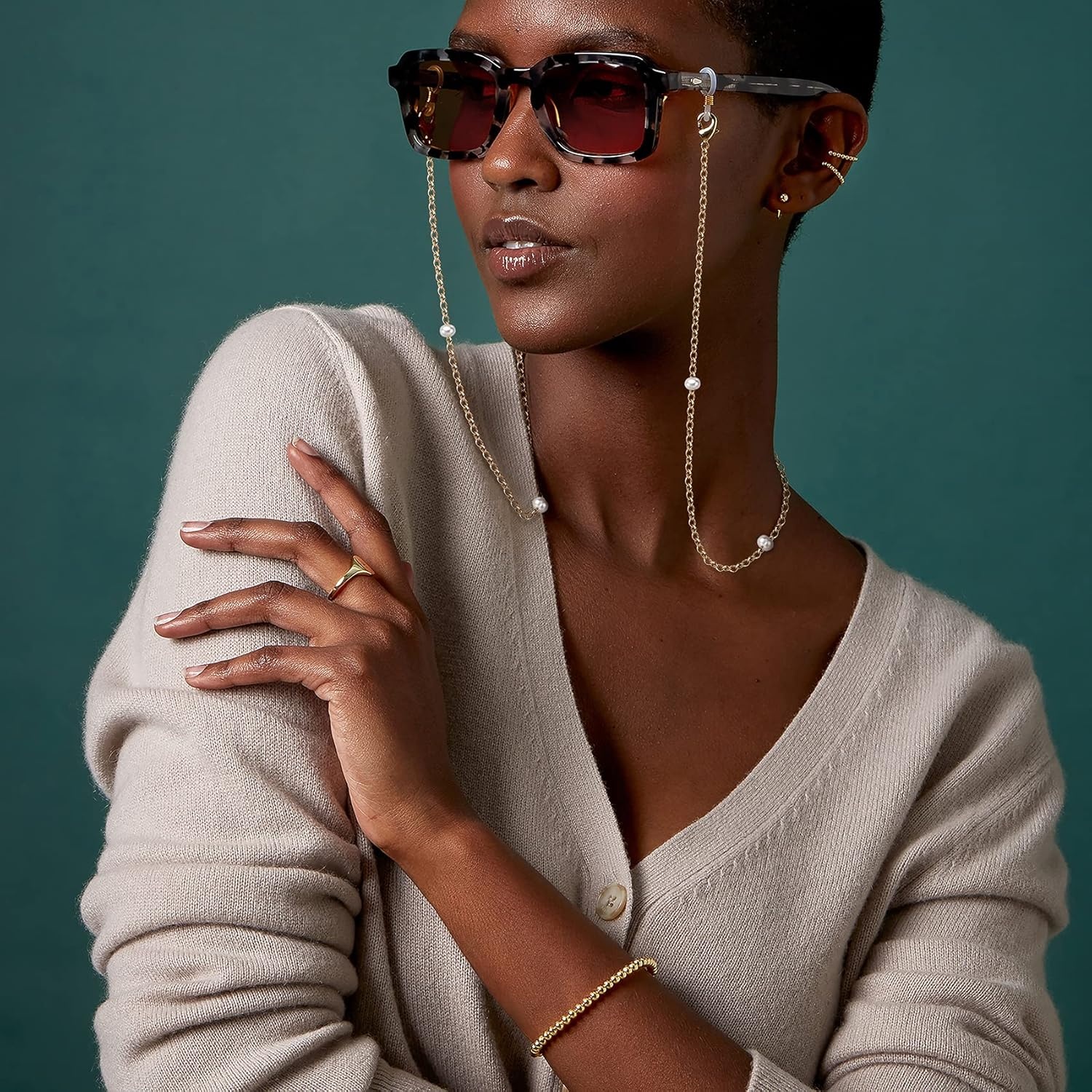 image:imagePAVOI 14K Gold Plated SunglassesGlasses Strap Lanyard Glasses Chains for Women Gold Eye Glasses Holder Around NeckRose Gold