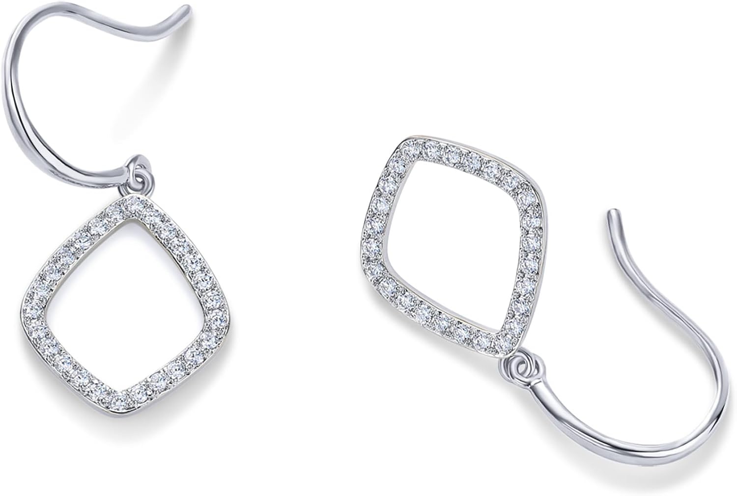 image:imagePAVOI 14K Gold Plated Teardrop Diamond Shaped Dangle Earrings for Women with Cubic Zirconia Geometric Earring PairWhite Gold