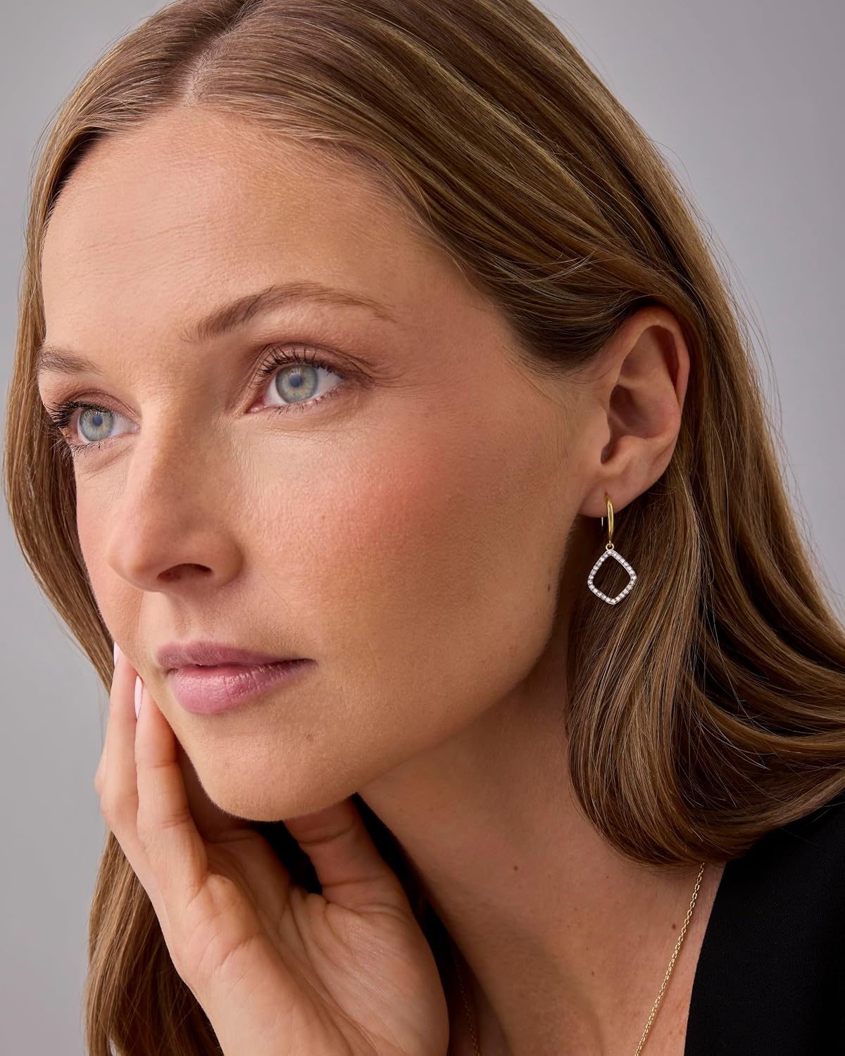 image:imagePAVOI 14K Gold Plated Teardrop Diamond Shaped Dangle Earrings for Women with Cubic Zirconia Geometric Earring PairWhite Gold
