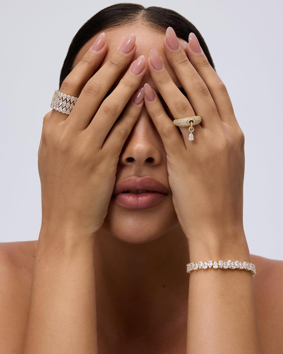 image:imagePAVOI 14K Gold Plated Tennis Bracelets for Women Bridal Gold Tennis Bracelet with Pear Cubic Zirconia Hypoallergenic Trendy CZ Jewelry Elegant Bridal Wedding GiftWhite Gold