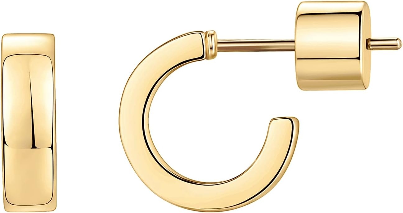 image:imagePAVOI 14K Gold Plated Thin Square Edge Open Hoop Earrings for Women Trendy Lightweight Open Hoops100 Millimeters