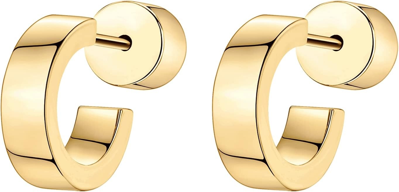 image:imagePAVOI 14K Gold Plated Thin Square Edge Open Hoop Earrings for Women Trendy Lightweight Open Hoops100 Millimeters