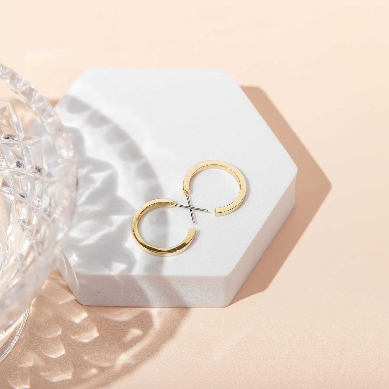 image:imagePAVOI 14K Gold Plated Thin Square Edge Open Hoop Earrings for Women Trendy Lightweight Open Hoops20 Millimeters