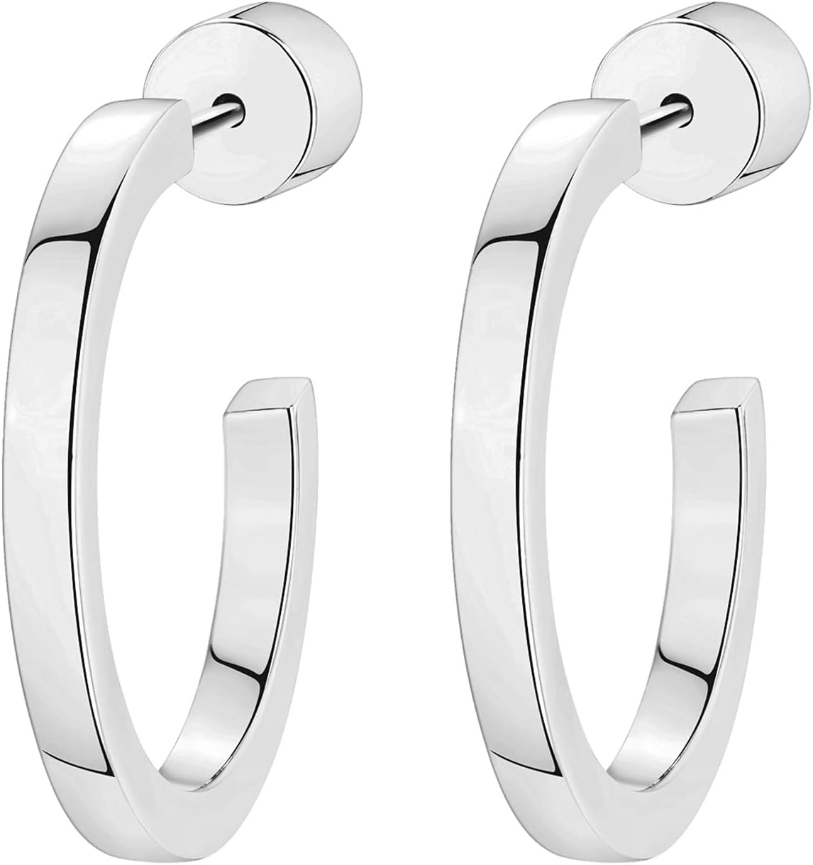 image:imagePAVOI 14K Gold Plated Thin Square Edge Open Hoop Earrings for Women Trendy Lightweight Open Hoops20 Millimeters