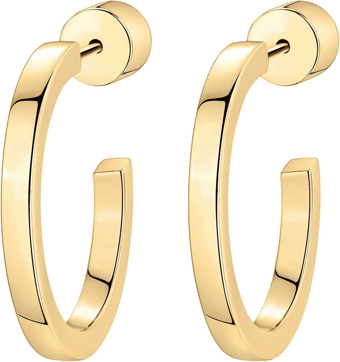 image:imagePAVOI 14K Gold Plated Thin Square Edge Open Hoop Earrings for Women Trendy Lightweight Open Hoops20 Millimeters