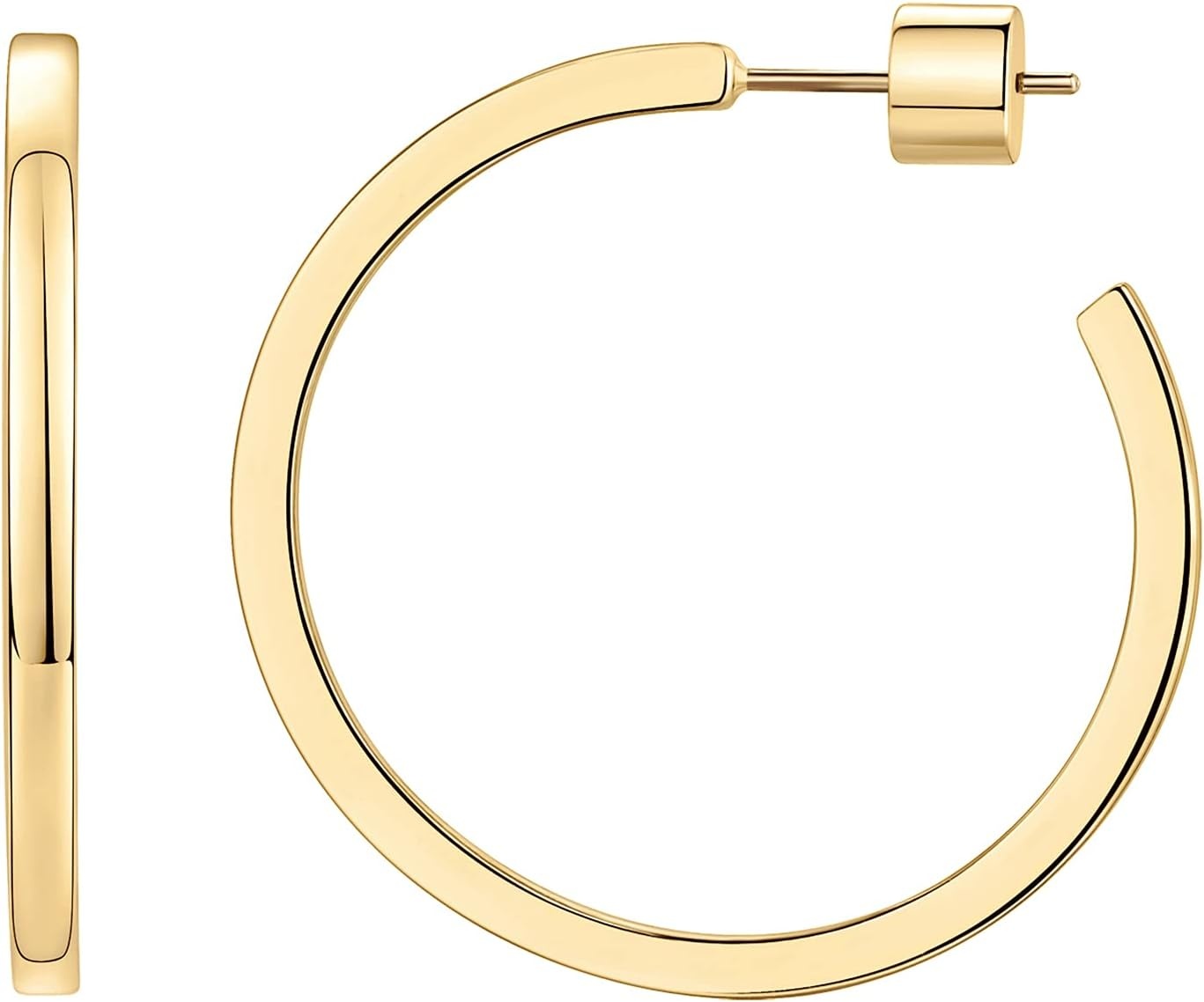 image:imagePAVOI 14K Gold Plated Thin Square Edge Open Hoop Earrings for Women Trendy Lightweight Open Hoops30 Millimeters
