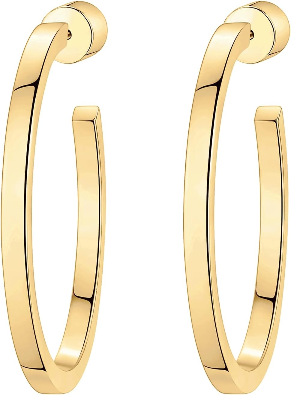 image:imagePAVOI 14K Gold Plated Thin Square Edge Open Hoop Earrings for Women Trendy Lightweight Open Hoops30 Millimeters