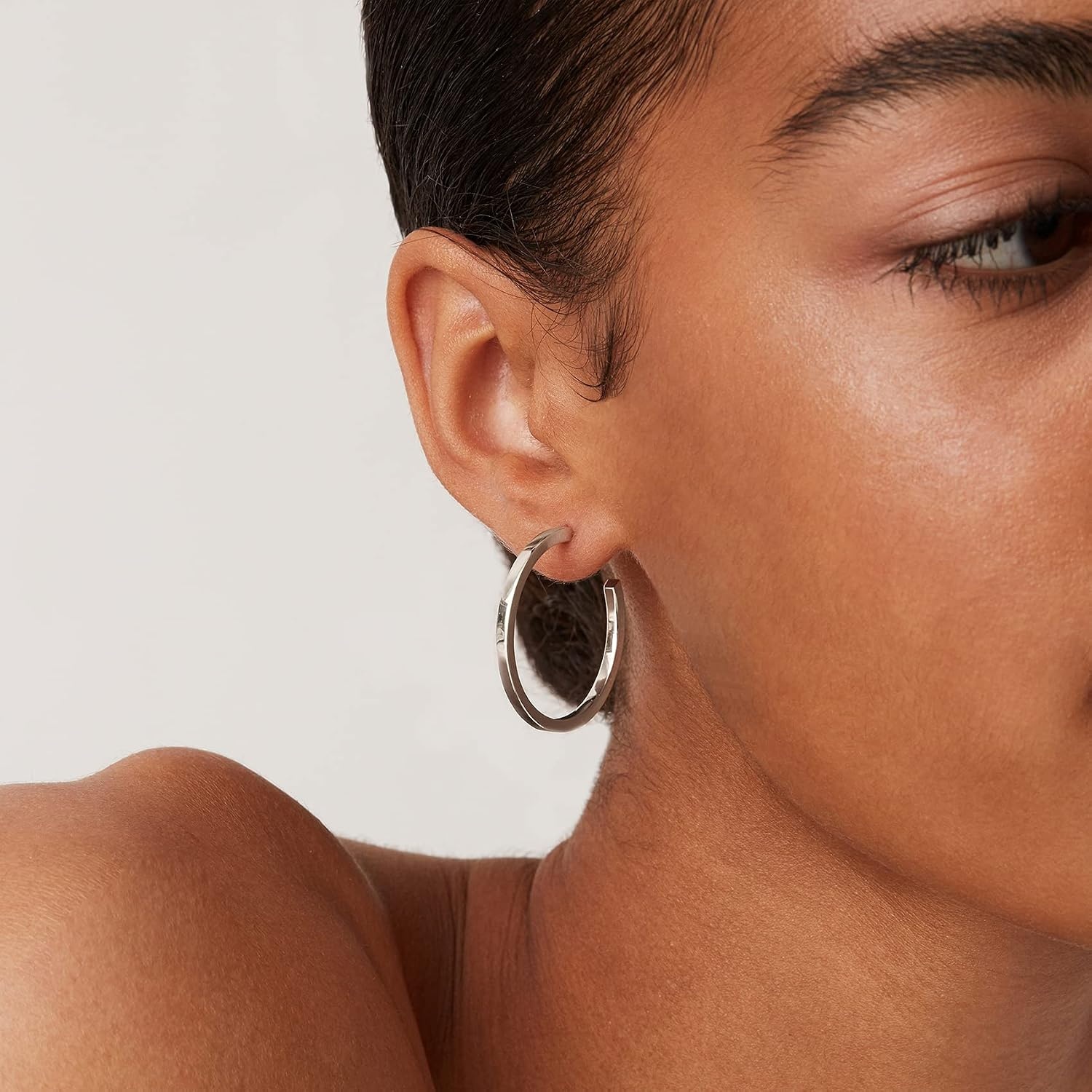image:imagePAVOI 14K Gold Plated Thin Square Edge Open Hoop Earrings for Women Trendy Lightweight Open Hoops30 Millimeters