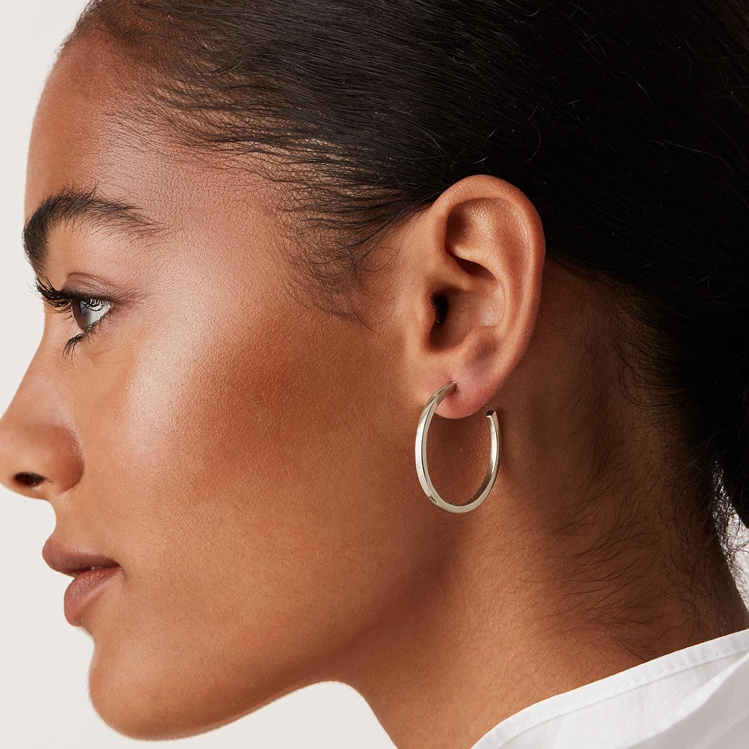 image:imagePAVOI 14K Gold Plated Thin Square Edge Open Hoop Earrings for Women Trendy Lightweight Open Hoops30 Millimeters